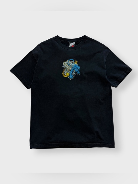 Top Heavy Other - Vintage Y2K Top Heavy Dragon Panther Shirt, Hip Hop Ying Yang Japan 90s L Flame